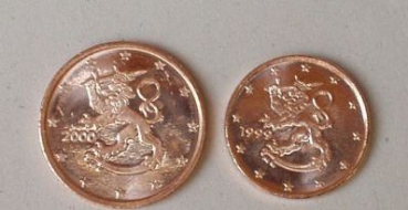 1+2 Euro-Cent Finnland aus KMS 1999+2000