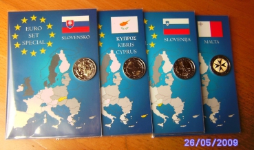 4 x Euro KMS neue Euro-Länder 2007 - 2009 im Folder