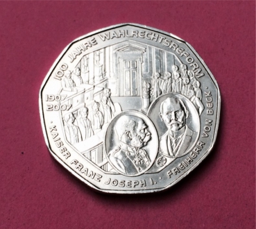 5 Euro Silbermünze Österreich 2007 Wahlrechtsreform