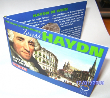 5 Euro Silbermünze Österreich 2009 Joseph Haydn in Wien Miniblister