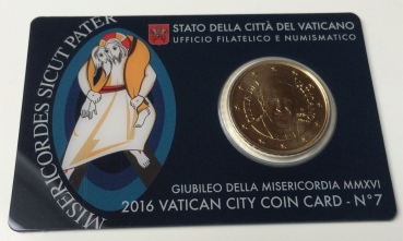 Coincard Vatikan 2016 Nr. 7 mit 50 Cent Papst FRANZISKUS