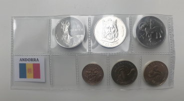 Münzsatz Andorra 2002 - 6 Münzen prägefrisch vor Euro