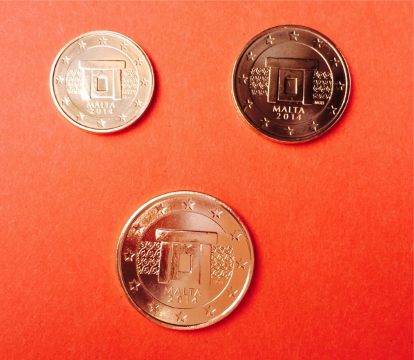 1+2+5 Cent Kleinmünzen Malta Euro 2015