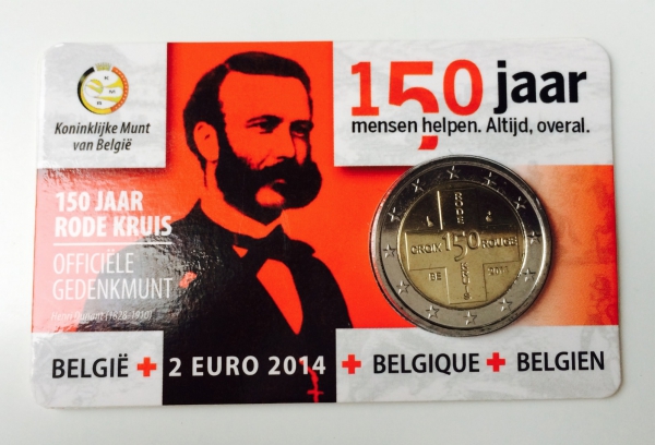 2 Euro Belgien 2014 Rotes Kreuz in Coincard