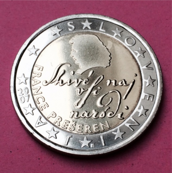 2 Euro Kursmünze Slowenien 2007 France Preseren